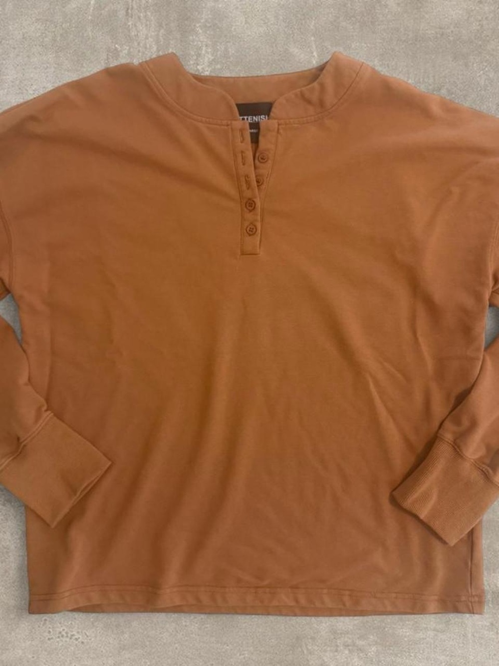 Kittenish Unisex Long-Sleeve Henley - Rust (XL)